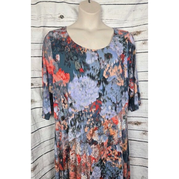 Soft Surroundings Nanette Floral Maxi Dress 2X Watercolor Jersey Knit - Picture 2 of 6